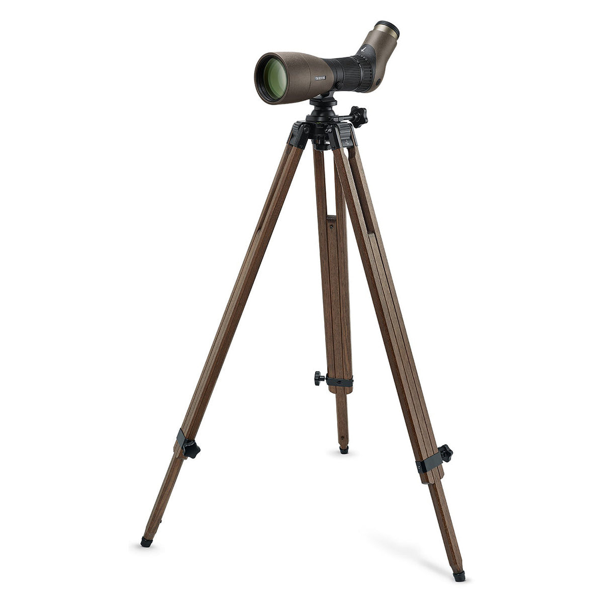 Telescopio Swarovski Optik ATX interior con trípode de madera