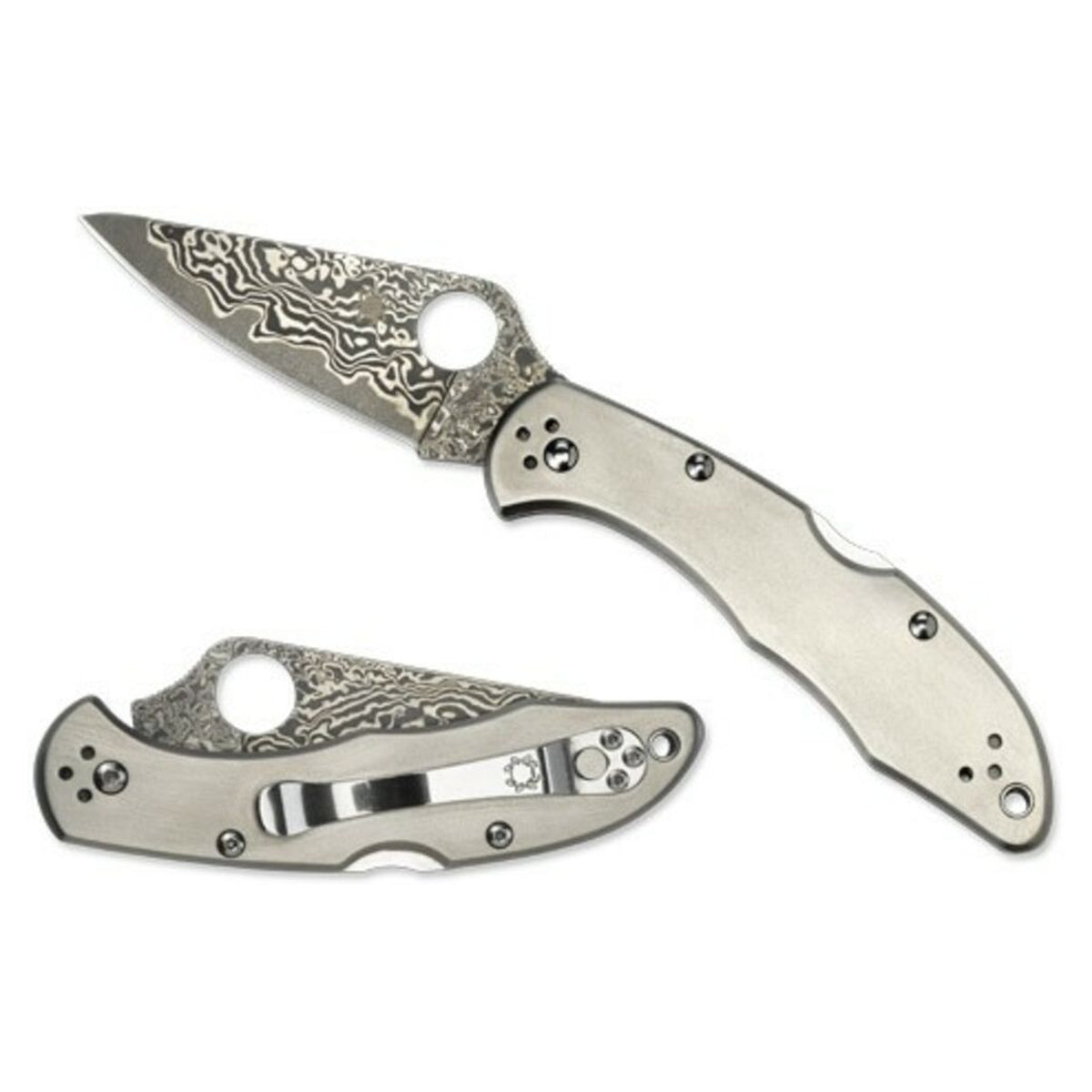 Navaja Spyderco Delica 4 Titanio Damasco · vista 4