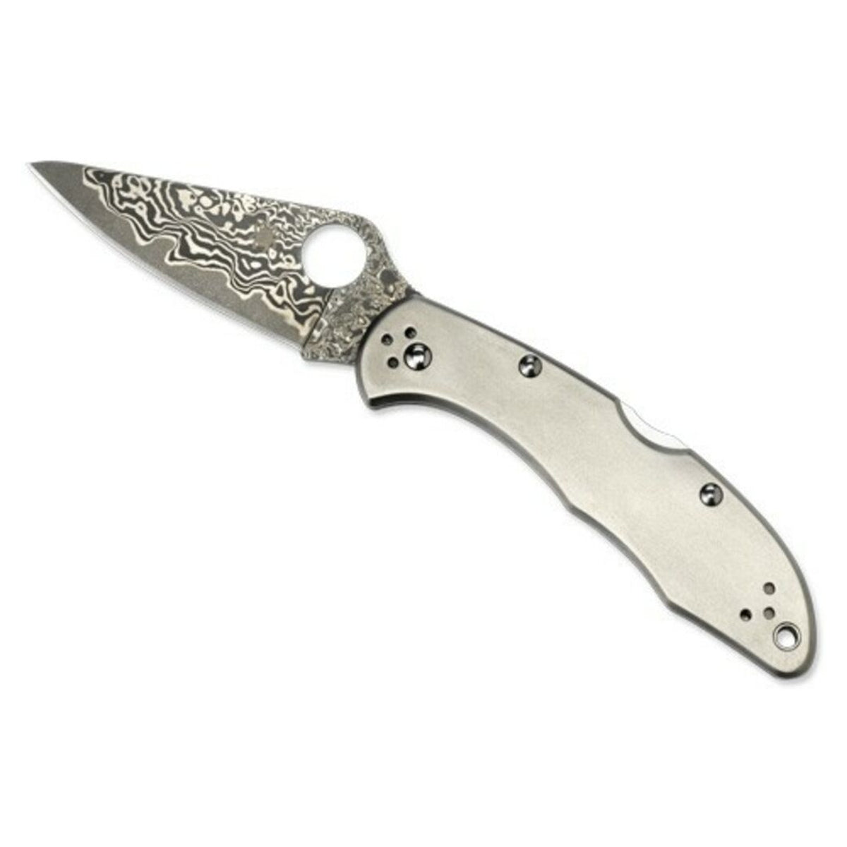 Navaja Spyderco Delica 4 Titanio Damasco · vista 1